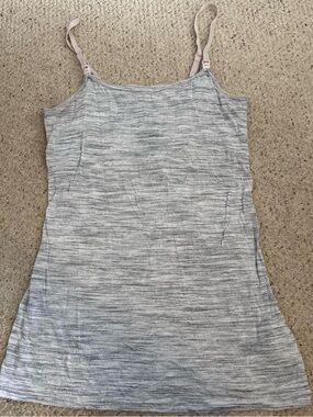 Motherhood Maternity Gray Striped Nursing Tank with Adjustable Straps